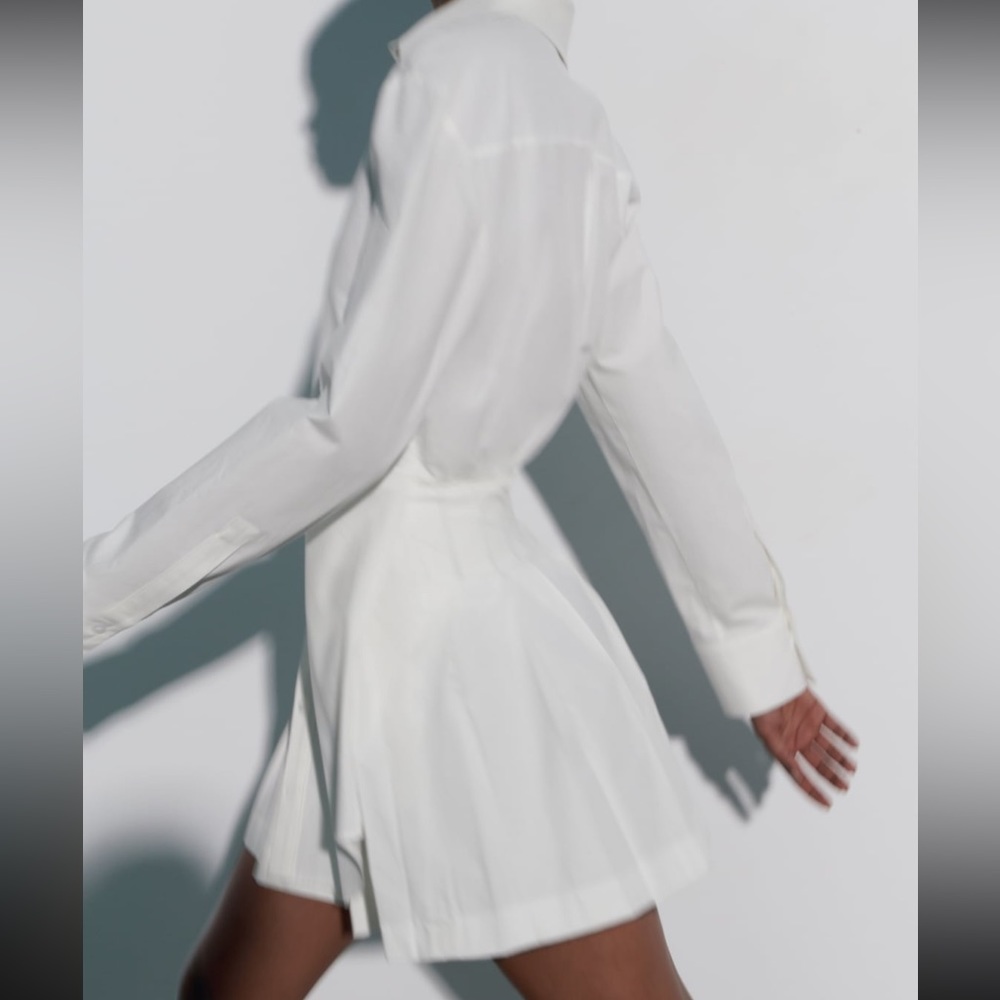 zara long sleeve shirt dress size m
